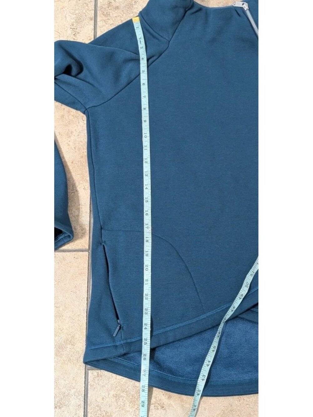 ATHLETA Sweatshirt Teal Cozy Karma Asym Pullover Long Sleeve Women's Size M - Picture 10 of 10